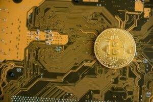 Blockchain technology, bitcoin mining concept.