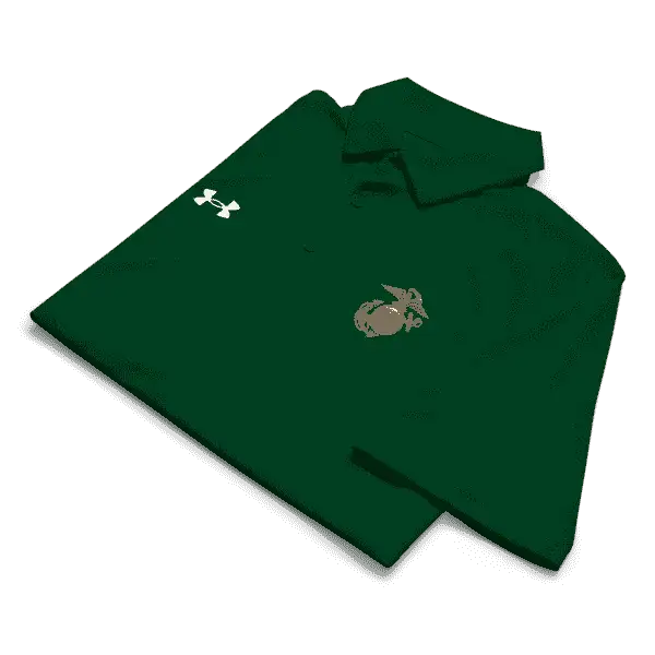 Green USMC Under Armour polo with EGA