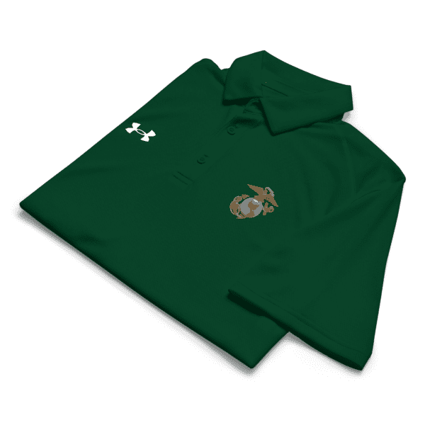 Green USMC Under Armour polo with EGA