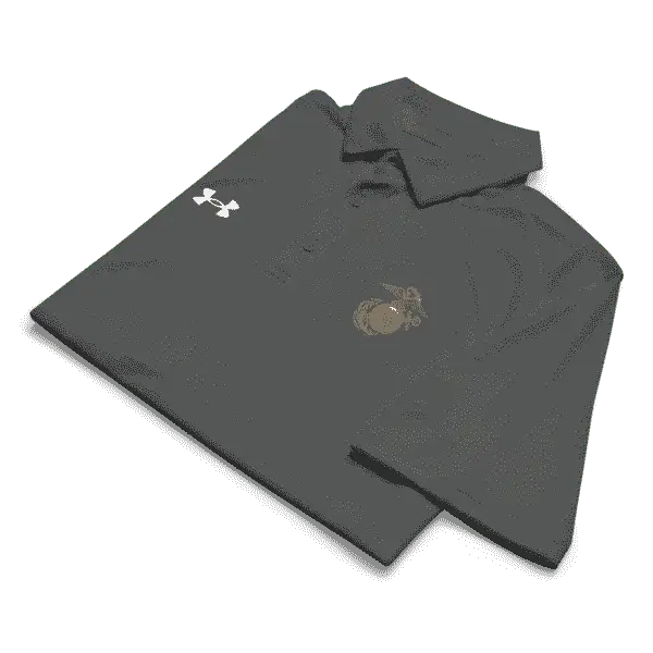 Grey USMC Under Armour polo with EGA