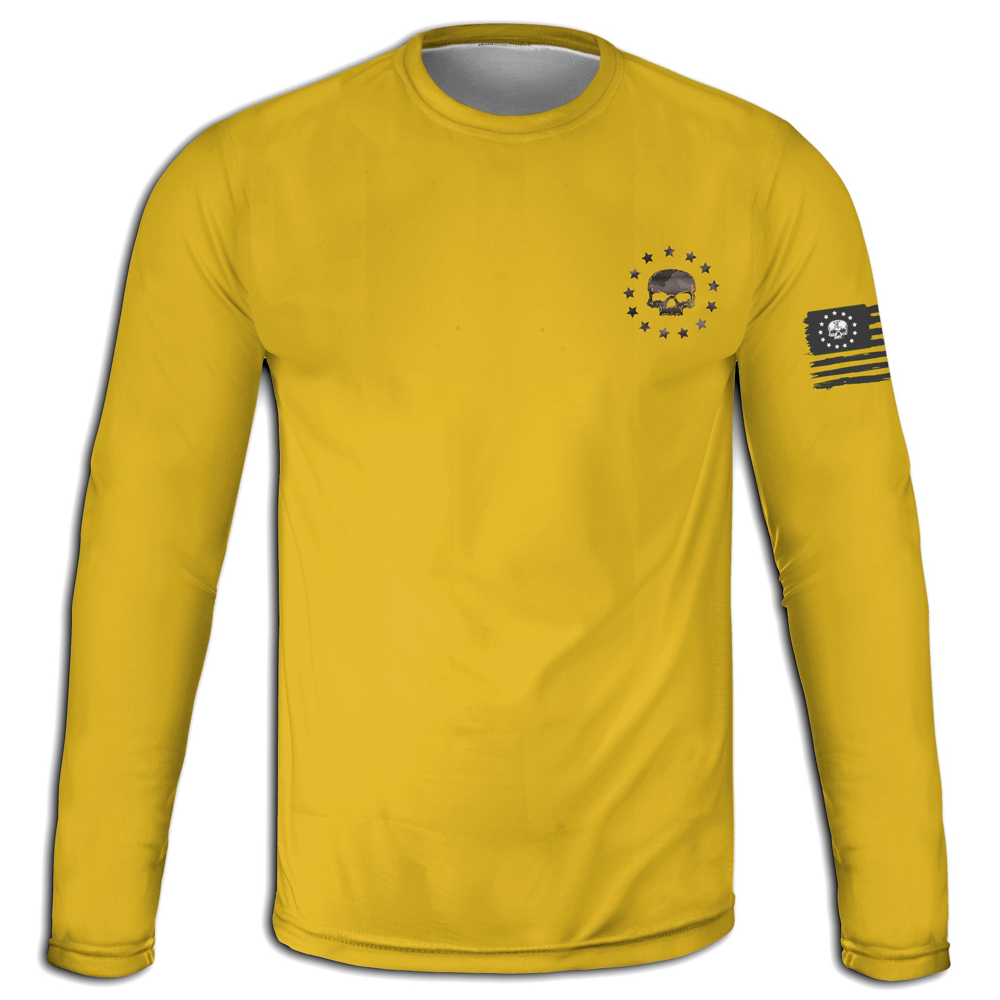ULNGT-SEMPFI99-Front-Mockup.jpg Gadsden Flag Long Sleeve Shirt – Don’t Tread On Me | Patriotic Apparel | Made in USA - Image 1