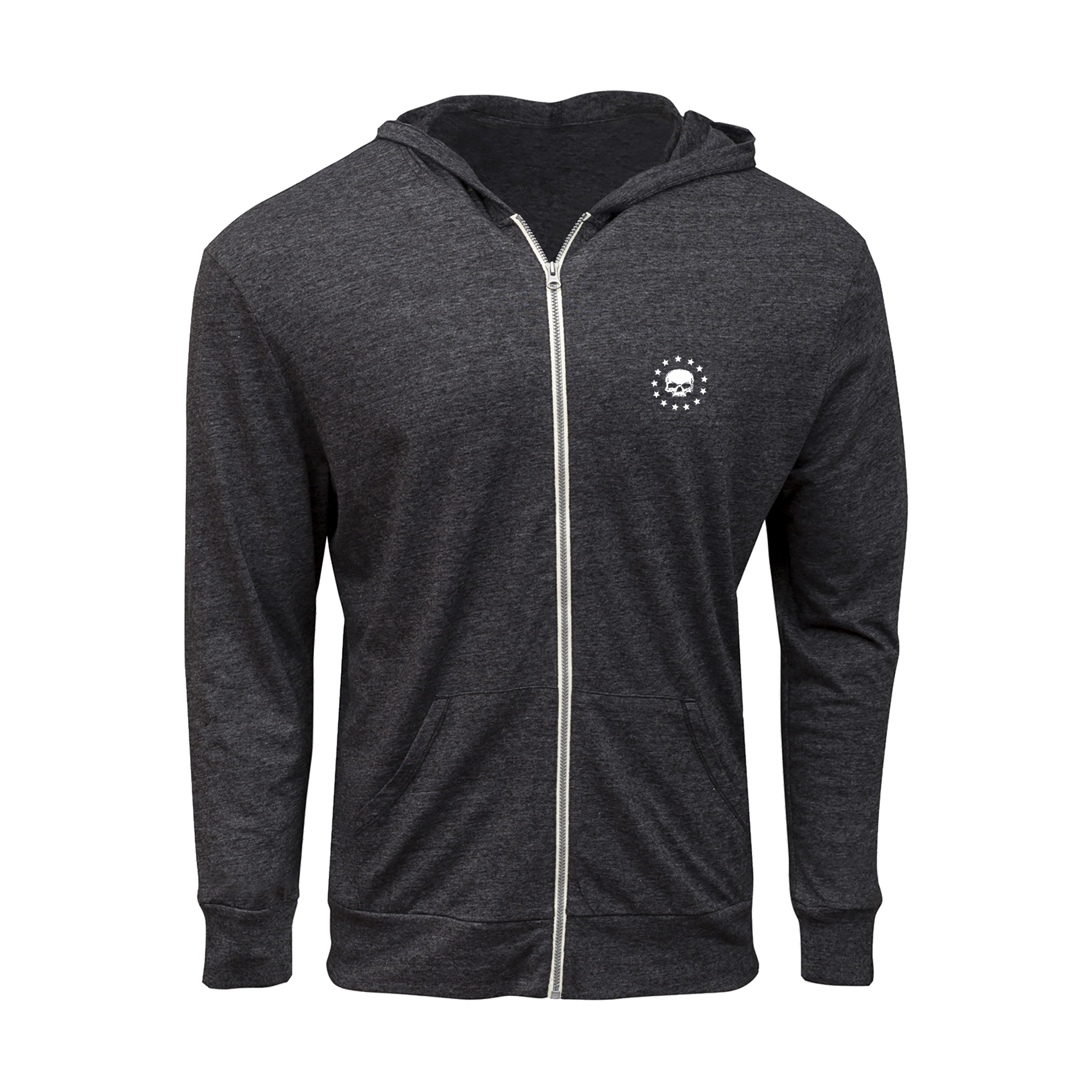 UTRIZIPBKBOCL-SEMPFI74-Front-Mockup.jpg Revolt Or Die Unisex Triblend Zip Hoodie – MADE IN USA Sustainable Streetwear - Image 1