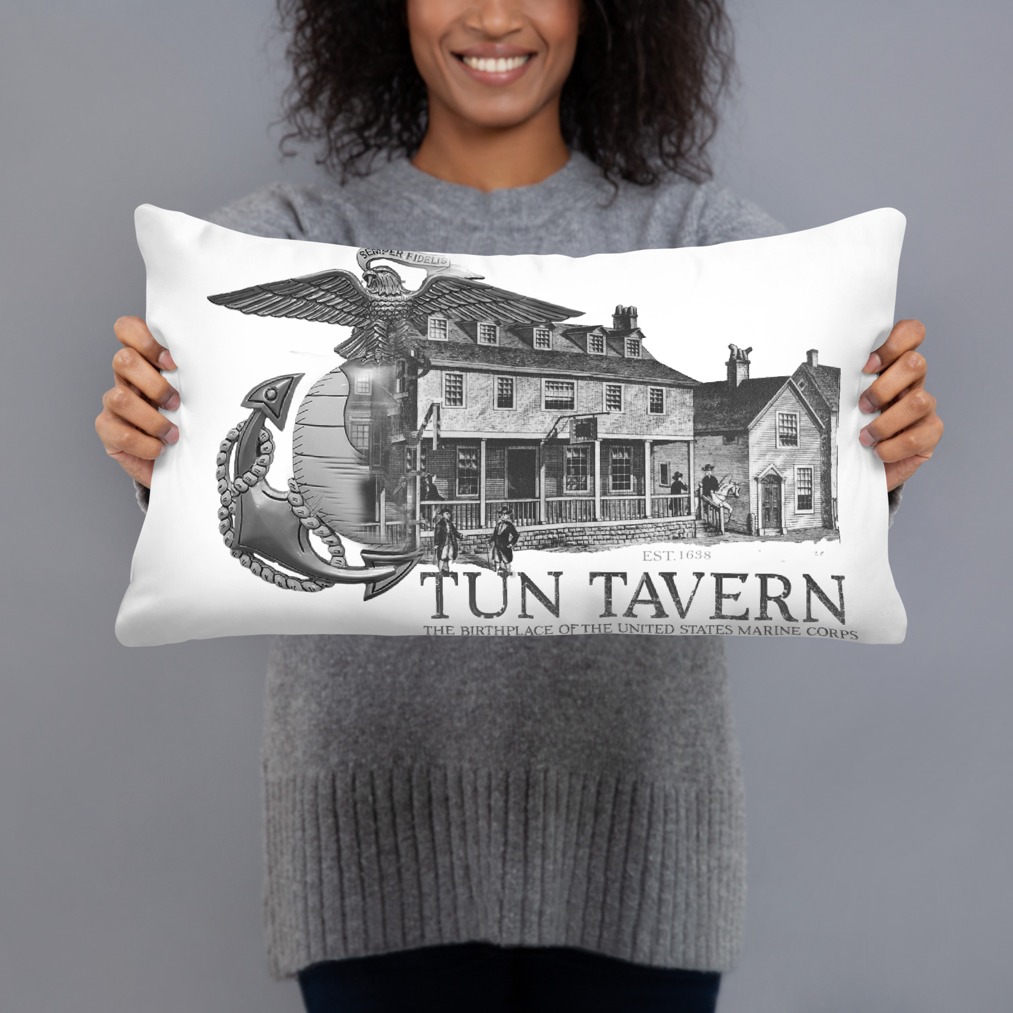 all-over-print-basic-pillow-20x12-front-690280fb8e834.jpg Tun Tavern USMC EGA Pillow - Image 3