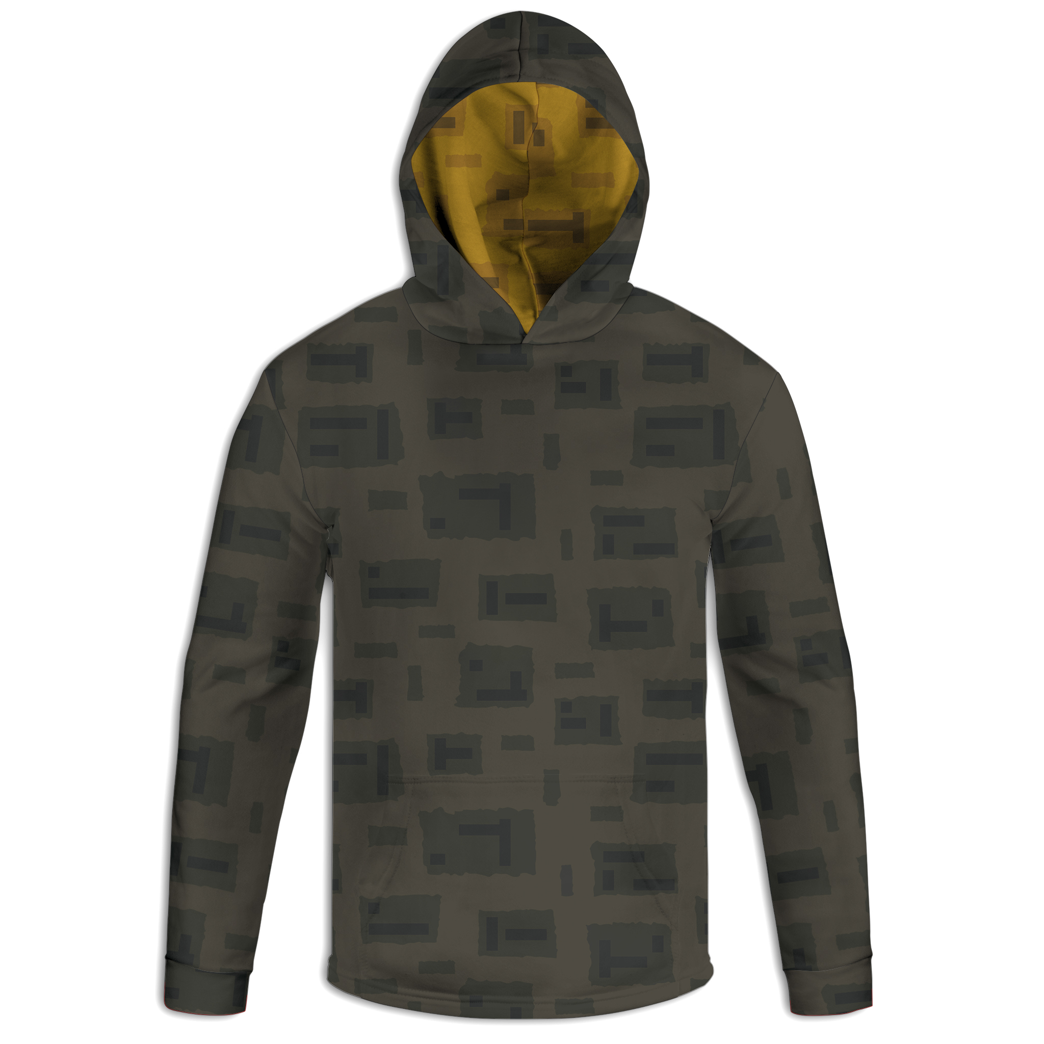 UHD-SEMPFI113-Front-Mockup.jpg Dark Block Camo Unisex Pullover Hoodie – Made in USA | Cut & Sew Sublimation - Image 1