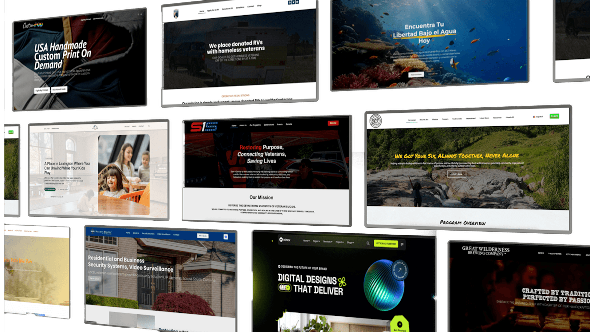 Portfolio collage of Semper Fi Design websites