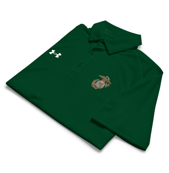 Green USMC Under Armour polo with EGA